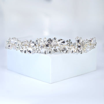 Swarovski Crystals Floral Twilight Bloom Teardrop Headband, Hair Vine Headband, Bridal Hair, Rhinestone Delicate Headband.